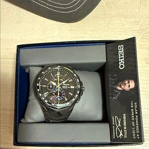 Seiko Black and Blue Solar Watch